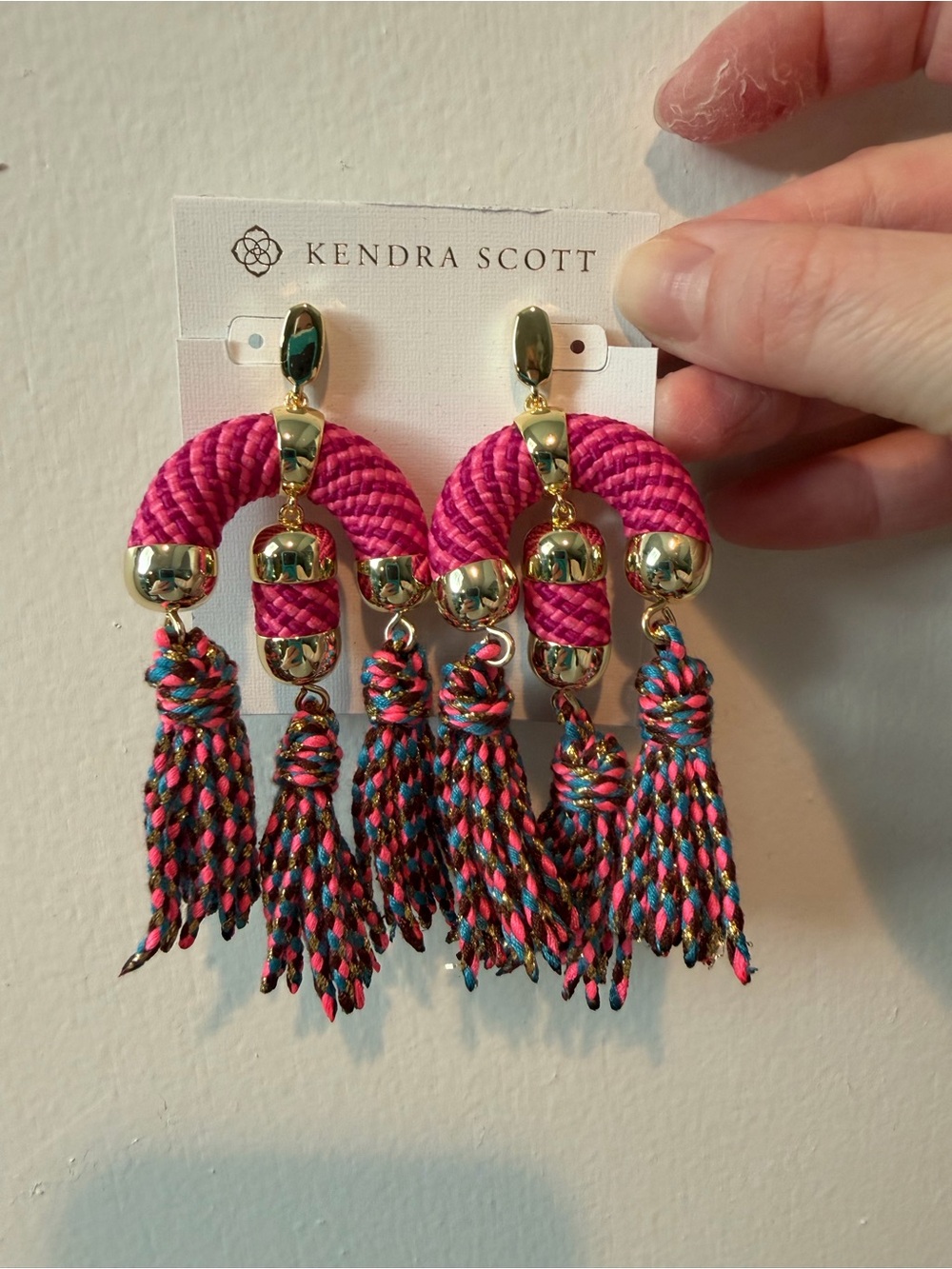 Kendra Scott Maisie Pink Rope Tassel Statement Earrings